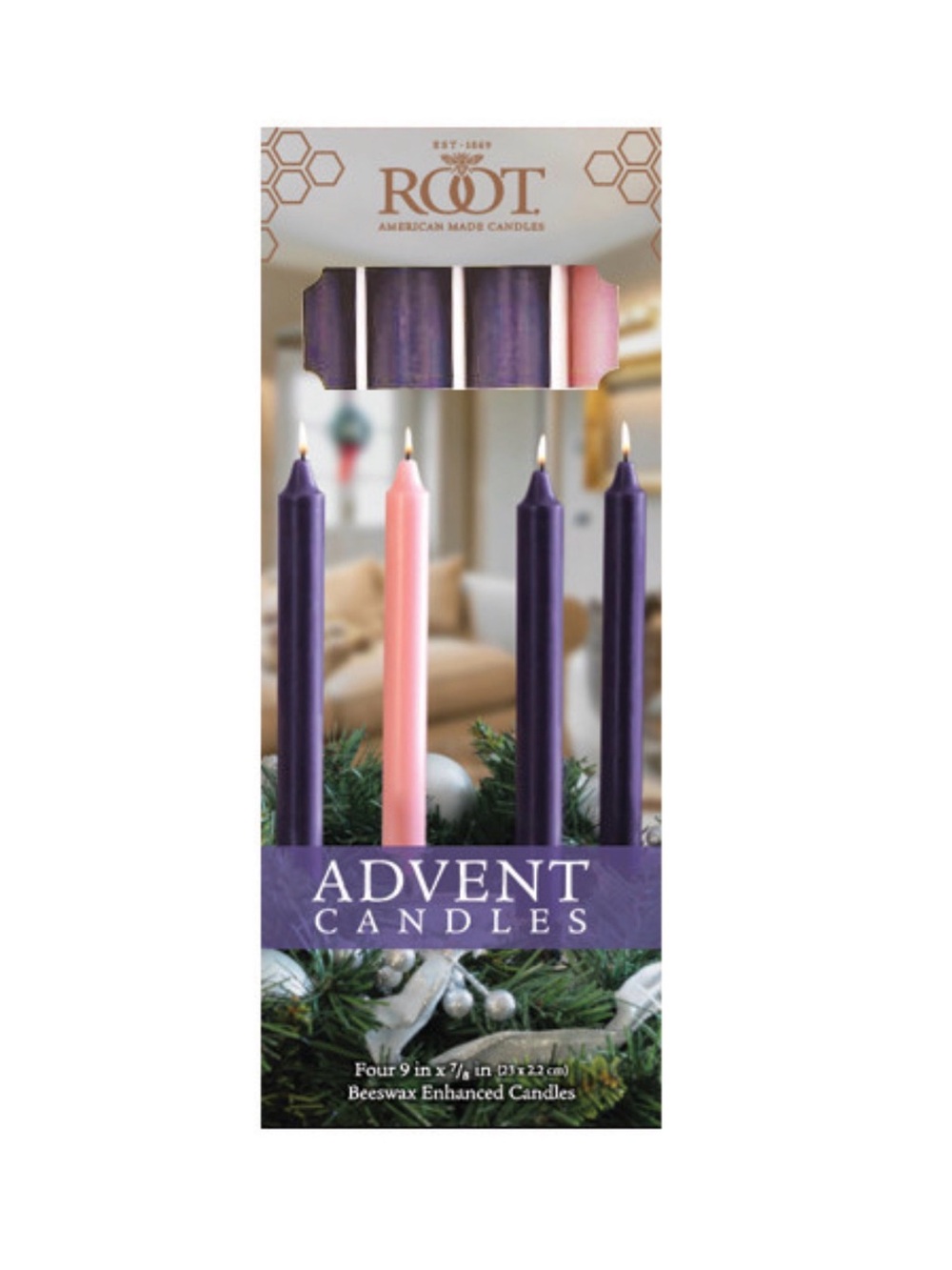 NWT Root Candles Advent Candle Set (4) 3 Purple 1 Pink Advent Catholic Christmas